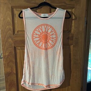 SoulCycle White and Peach/Orange Muscle Tee